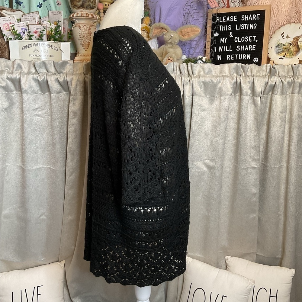 Christopher & Banks Black Open-Front Cardigan PXL - Picture 4 of 8